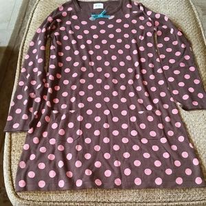NWOT Mini Boden Brown/Pink Polkadots Long Sleeve Dress